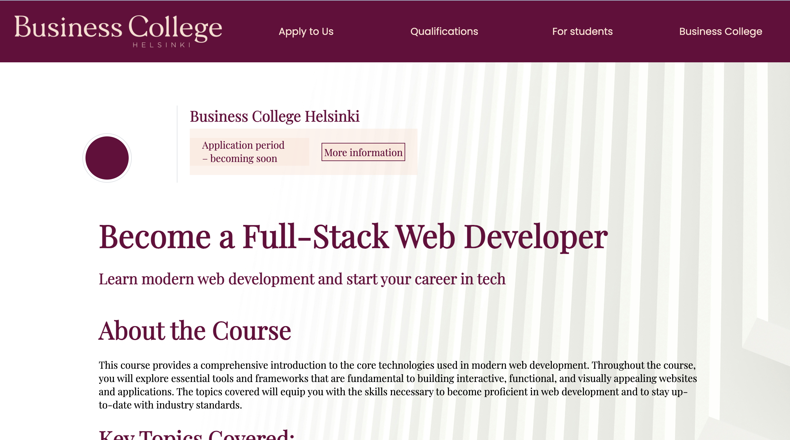Business College Landing