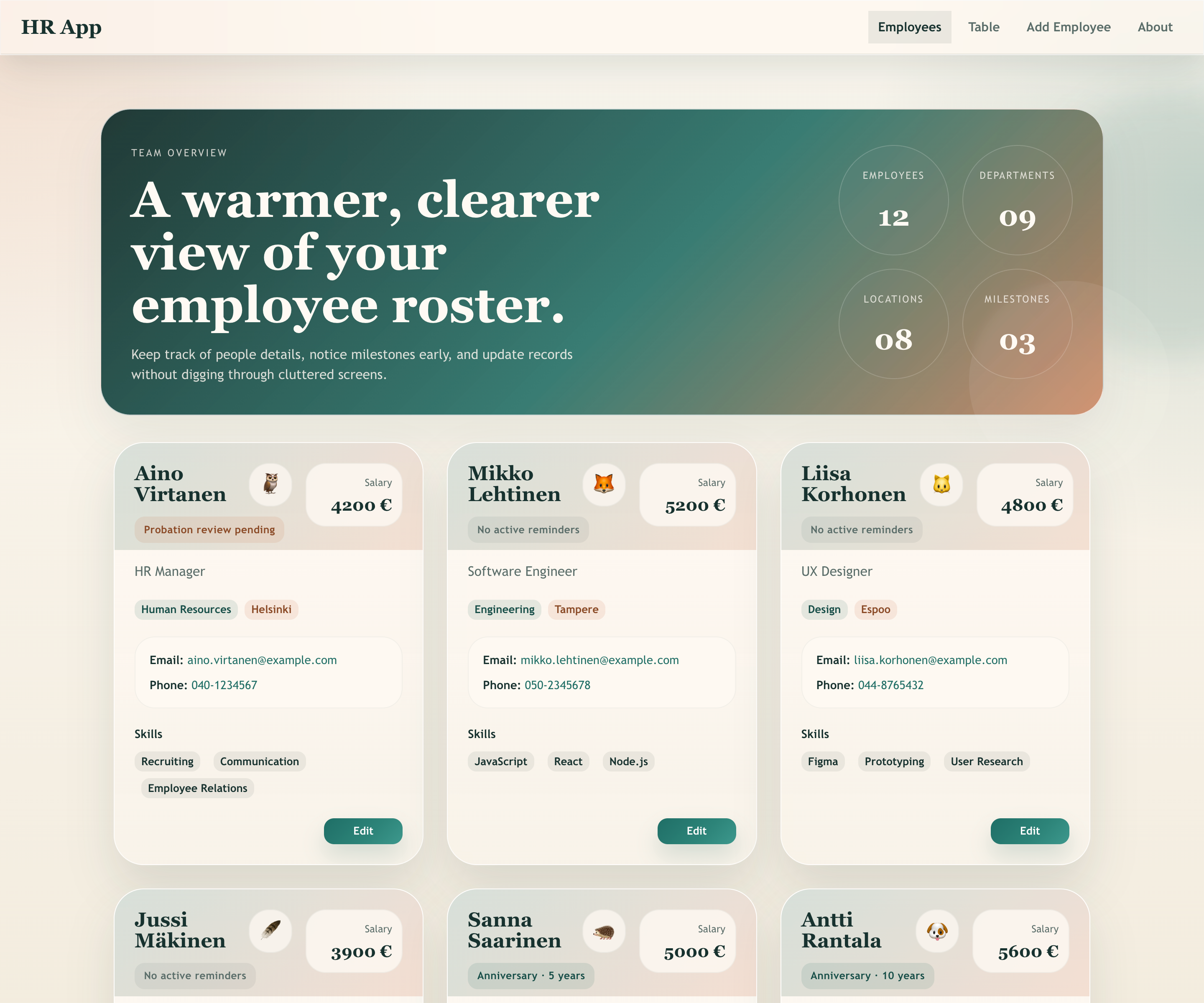 HR App live demo preview